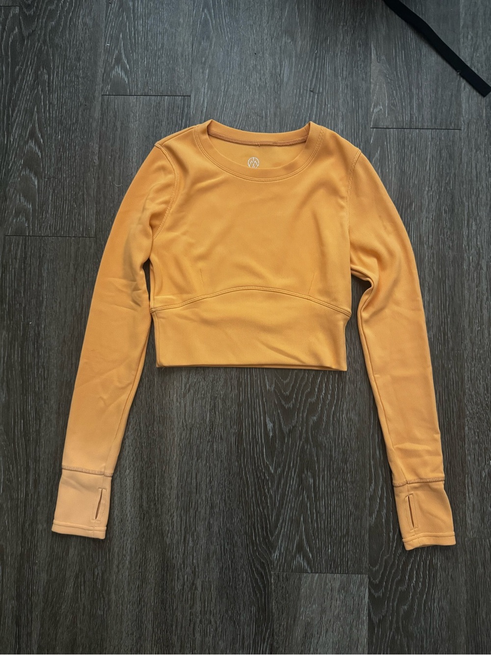 Orange Cropped Long-Sleeve Athletic Top